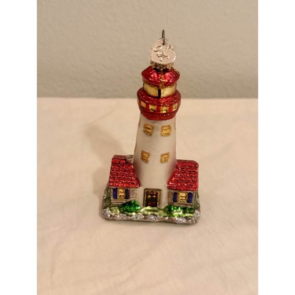 Old World‎ Christmas Lighthouse Hanging Ornament - Green/Gold/Red/White 2010 OWC